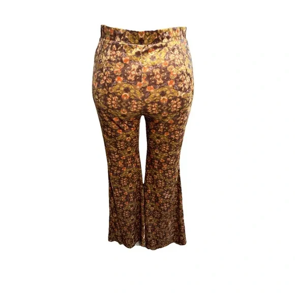 Free People Pants Velvet Flare Women Size S/p Brown Boho Maura Pull On - Picture 3 of 12